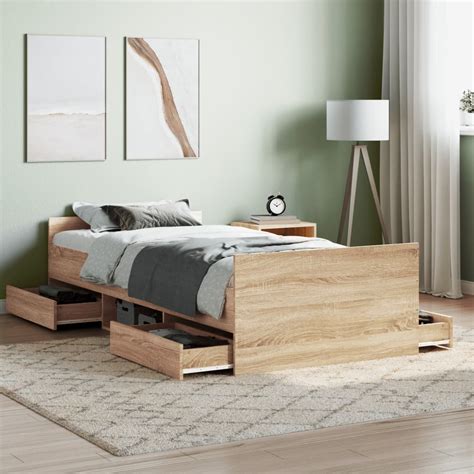 Braga Wooden Single Bed With Drawers In Sonoma Oak Furniture In Fashion