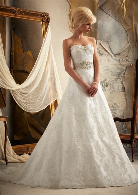 wedding dress mori lee bridal spring 2013 collection 1913 alencon lace trimmed with