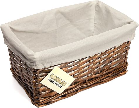 The content of the article: WoodLuv Small Wicker Storage Basket with White Lining ...