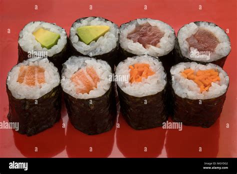 Traditional Variety Of Japanese Sushi Maki Stock Photo Alamy