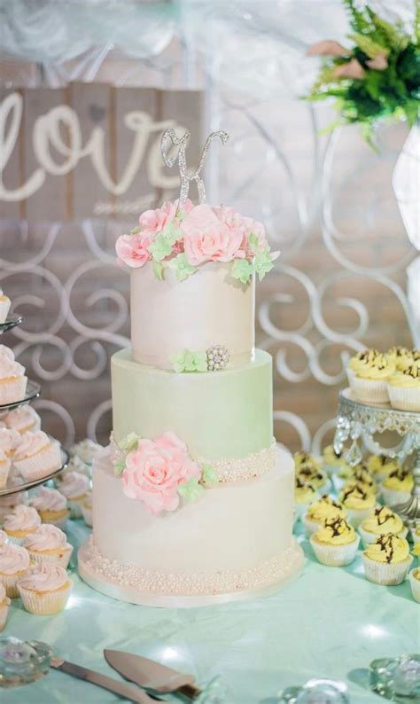 Mint And Pink Wedding Cake Decorated Cake By Toreytlc Cakesdecor