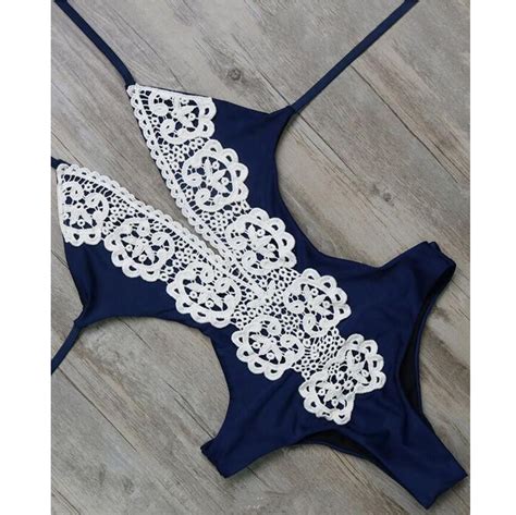Solid Color Sexy Lace One Piece Swimwear Shodg
