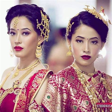 Nepali Newari Culture Bride Hair Jewelry Gold Makeup Looks