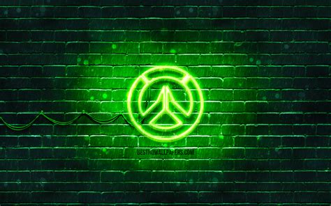 Download Wallpapers Overwatch Green Logo 4k Green Brickwall