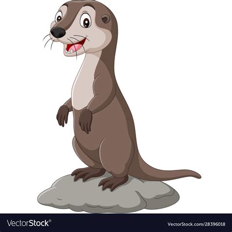 Cartoon Otter Standing On Rock Royalty Free Vector Image
