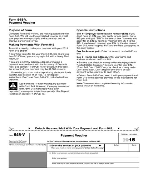 Select the tax year you are filing for to be directed to the forms for that year. Form 945 - Annual Return of Withheld Federal Income Tax Form (2015) Free Download