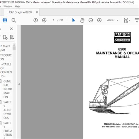 Cat Dragline Marion 8200 Maintenance And Operation Manual