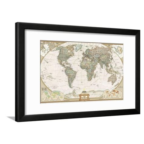 World Political Map Executive Style Framed Print Wall Art By National