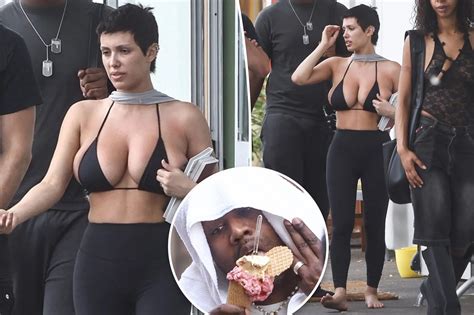 Kanye Wests Wife Bianca Sensori Poses Barefoot In Bikini Top With