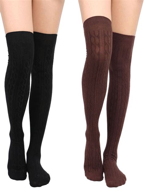 Thigh High Socks Women Soft Warm Knit Knee High Winter Socks Packs