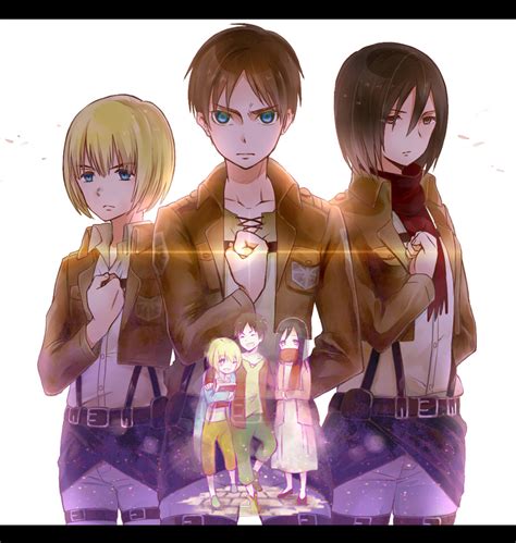 Armin Eren And Mikasa Shingeki No Kyojin Attack On Titan Fan Art