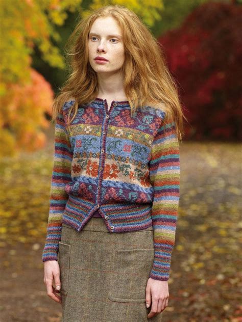 Maple In Rowan Felted Tweed Strickanleitungen Loveknitting Round Neck Cardigan Fair Isle