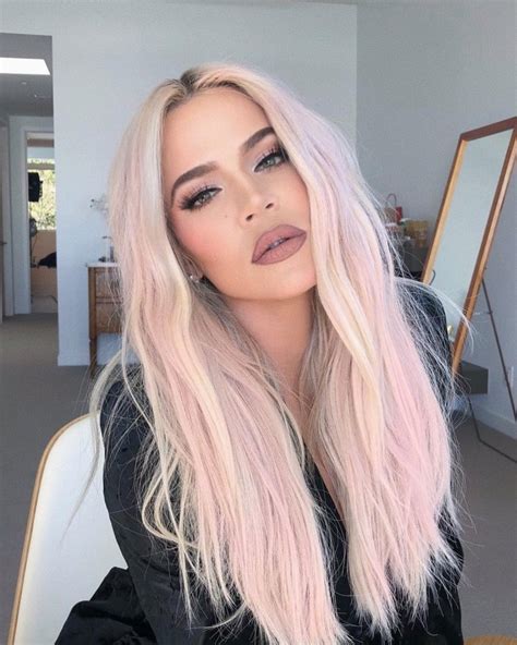khloe kardashian s pink hair with l oreal paris color details usweekly