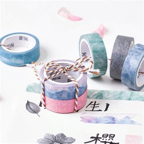 nature color washi tape set blue sky purple star pink sakura deco paper masking tapes stationery