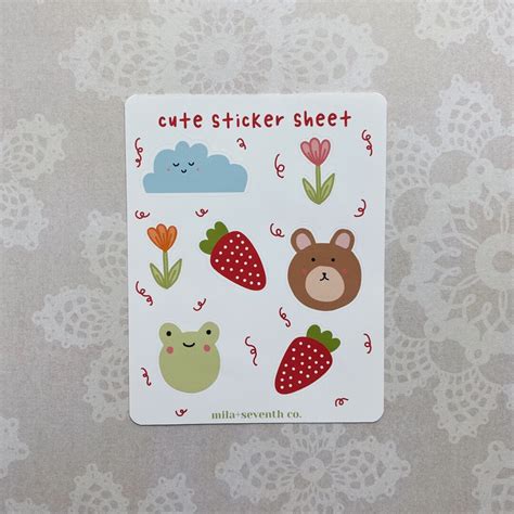 Cute Sticker Sheet Cute Stickers Kawaii Stickers Cute Etsy