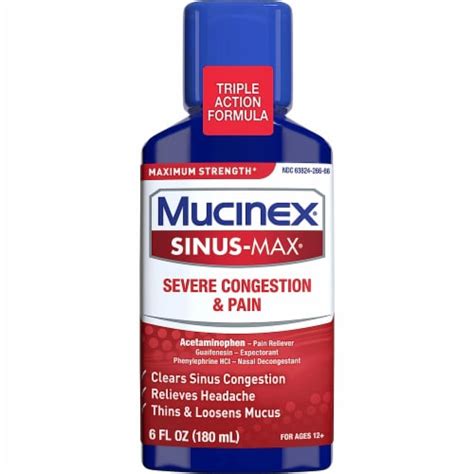 mucinex sinus max severe congestion relief liquid 6 fl oz kroger