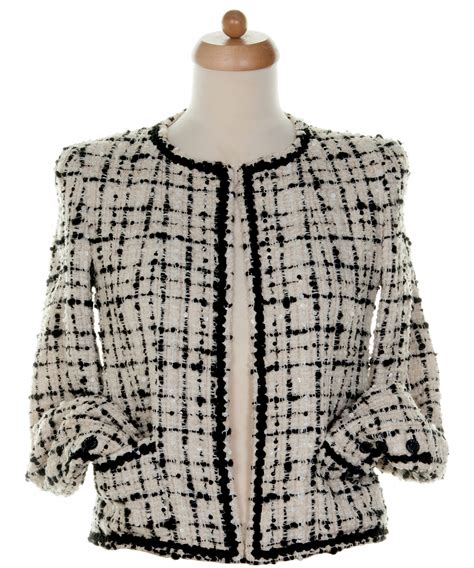 Chanel Black And White Fantasty Tweed Jacket 03c Chanel La Doyenne