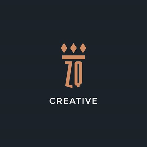 Zq Logo Initial With Pillar Icon Design Luxury Monogram Style Logo For