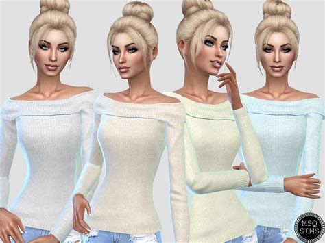 The Sims Resource Shoulder Off Sweater Recolor