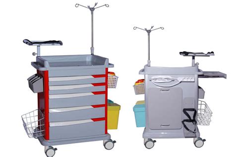 Luxurious Abs Hospital Ttrolley Plastic Emergency Medical Cart Colorful