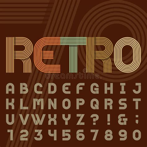 Retro Style Stripe Alphabet Vector Font Stock Vector Illustration Of
