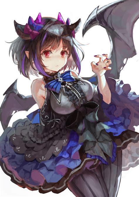 Wallpaper Anime Girls Original Characters Dark Hair Fantasy Girl Horns Hair Bows Hair