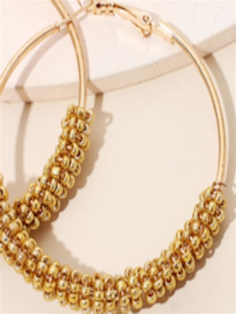 Buy Urbanic Gold Toned Beaded Circular Hoop Earrings Earrings For