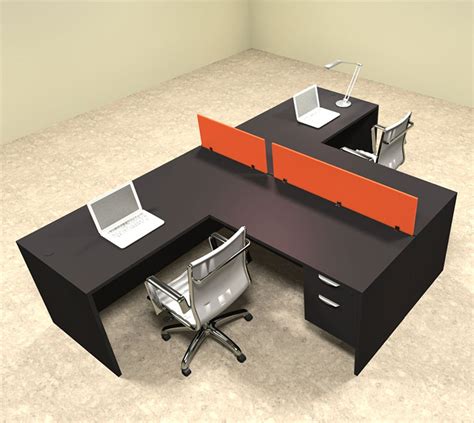 Two Person Orange Divider Office Workstation Desk Set Ot Sul Spo56