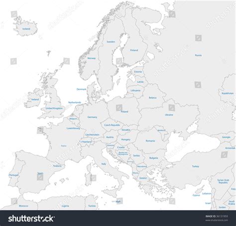 Grey Europe Map With Countries Stock Vector Illustration 36131959