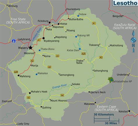 Full Political Map Of Lesotho Lesotho Full Political Map