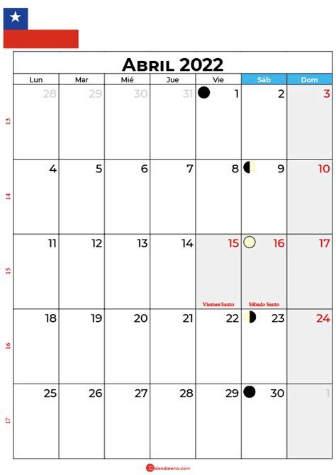 Descargar Calendario Abril 2022 Chile Para Imprimir