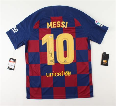 Lionel Messi Signed Fc Barcelona Jersey Inscribed Leo Beckett Coa See Description