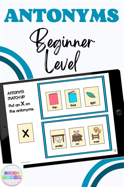 Teach Beginner Level Antonyms And Opposite Meanings With Pictured Words And Minimal Text With