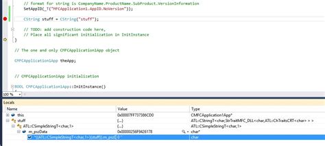 Debugging Cstring In C 64 Bit Managed Environment Visual Studio 2012