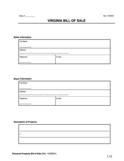 Free Virginia Bill Of Sale Forms Pdf And Word