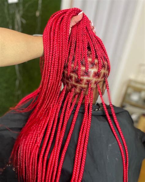 33 Red Knotless Braids On Black Hair Shezadehamid