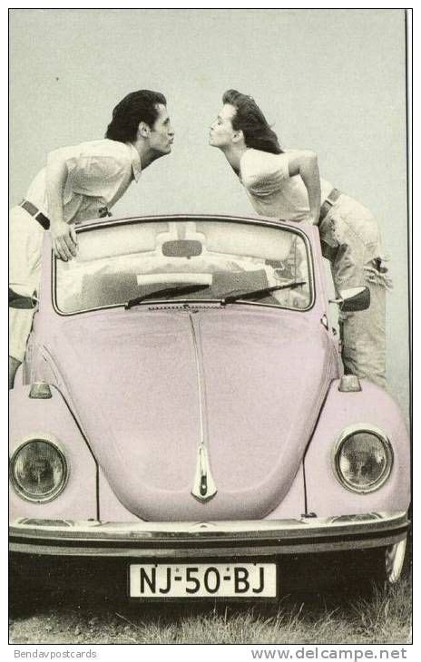 Vw Bug Kissing Couple Vw Bug Postcard Christian Romance