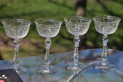 exquisite vintage etched crystal tall cocktail glasses set of 6 mixologist craft cocktail