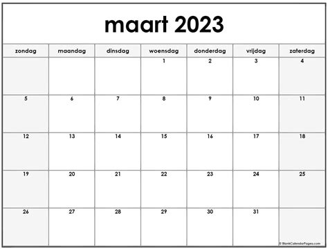 Maart 2023 Kalender Nederlandse Kalender Maart