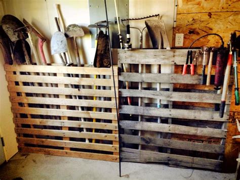 Need To Organize Your Garden Tools Try An Old Pallet Secured To The