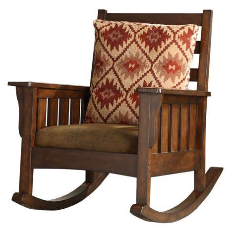These simple mission style chairs with 6 vertical slats coming down from an arched top rail on the the chair features comfortable box cushions in a woven fabric on an exposed frame that evokes a. Antique Mission-style rocking chair with American Indian ...