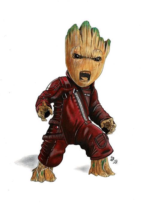 Baby Groot Guardians Of The Galaxy Original Drawing Diego