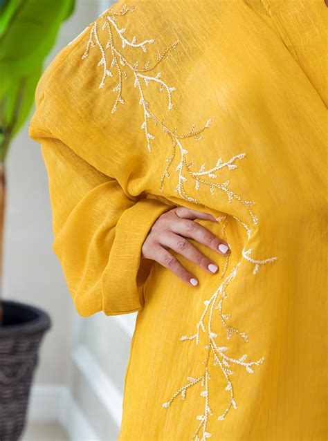 Gold Bisht Set Modern And Bright Golden Yellow Bisht Abaya And Cami Dress