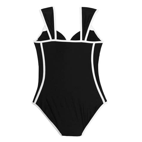 Retro Black White Striped Push Up One Piece Swimsuit Bodysuitspring