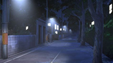 Anime Landscape Dark Anime Street At Night Background