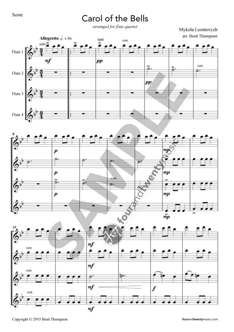 Download and print in pdf or midi free sheet music for carol of the bells by leontovych, mykola arranged by mlgsockmonkey for flute (mixed trio). Carol of the Bells - Mykola | Leontovych (digital sheet music) - Four and Twenty Music