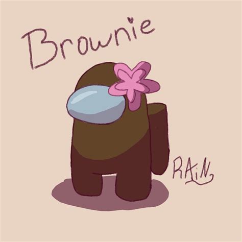 Brown Among Us Oc Art Sketch Fanart Sus Bear Pink Flower Video Game