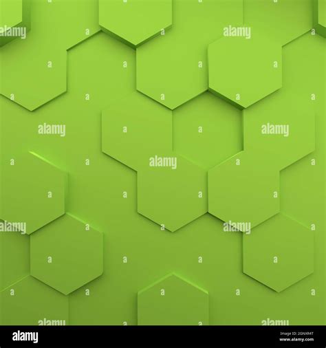 Abstract Modern Green Honeycomb Background 3d Rendering Stock Photo