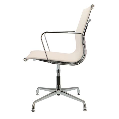 Chair comprised of molded wood shells filled with removable cushions. Eames office chair EA 108 white mesh | Popfurniture.com