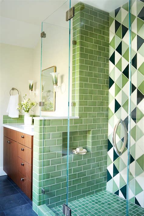 Retro Green Bathroom Tiles Modern Bathroom Tile Mid Century Modern